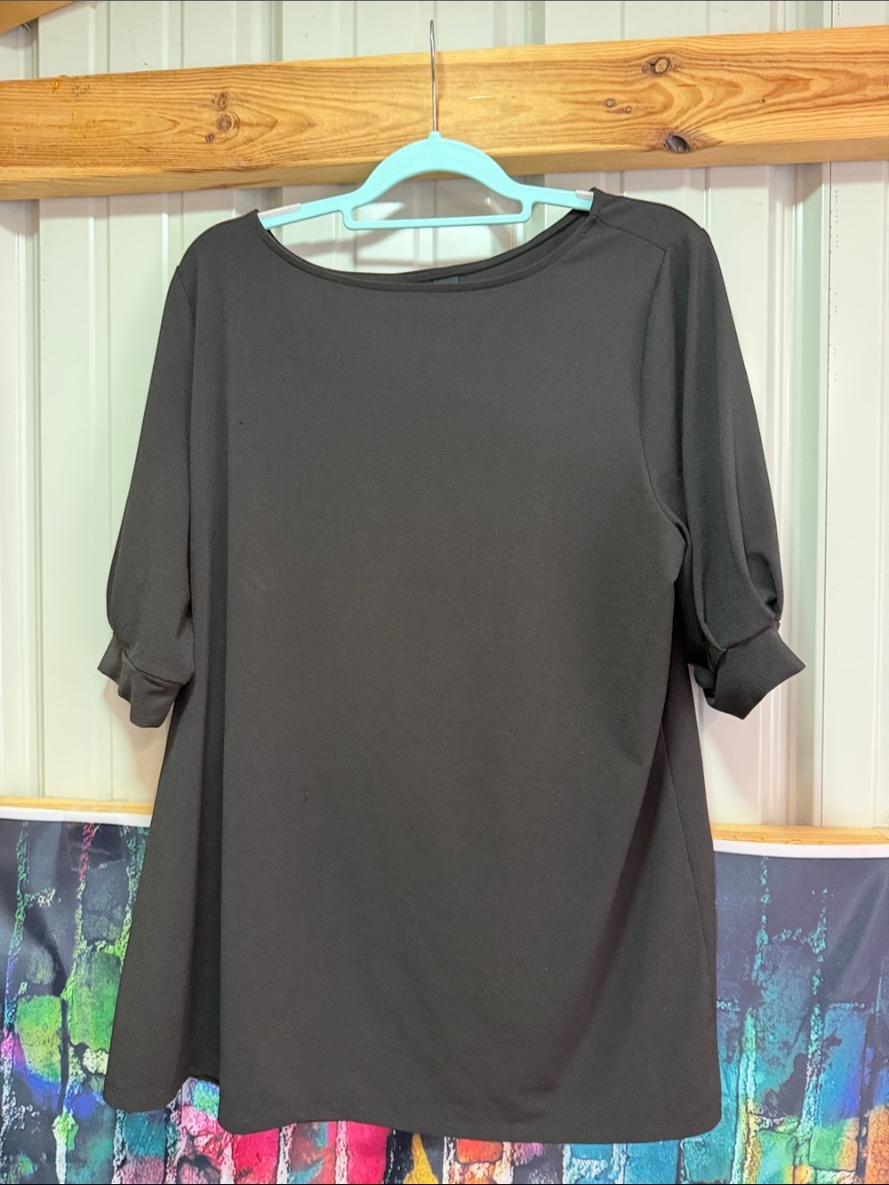 Agnes & Dora Black Boatneck Elbow-Sleeve Tunic plus size XXL